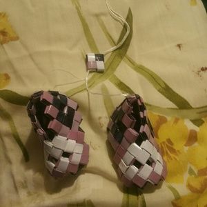 Origami baby bootie car dangles
